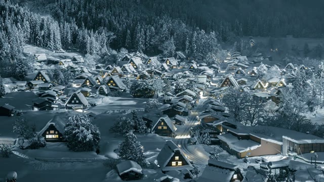 Snowy mountain village